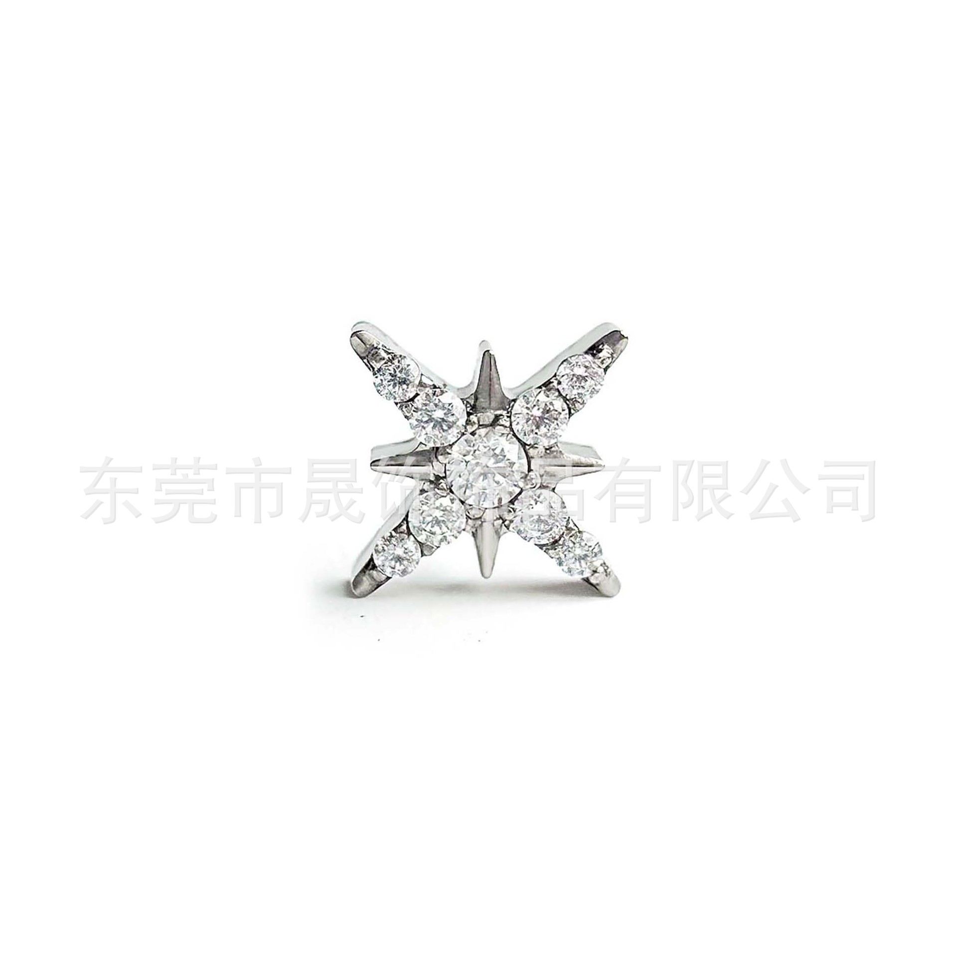 F136 Titanium 满 Diamond 八芒 Star Ear Stud 北极 Star Helix Cartilage Stud G23 Implant Grade Titanium Internal Thread Labret Stud Piercing Jewelry