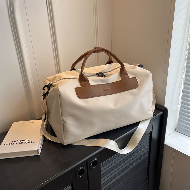 White travel bag for women, large-capacity gym bag for men, dry and wet separation sports bag, lightweight handbag for short trips