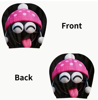 Universal seat cover: Cross-border Amazon best-selling universal pullover printed - pink-polka-dot-hat-expression-double-sided-printing-1-piece