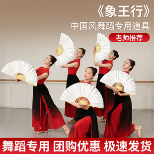 Elephant King Dance Fan Double-Sided Silk Folding Fan Classical Dance Chinese Style Easy Opening and Closing White Fan Dance Props