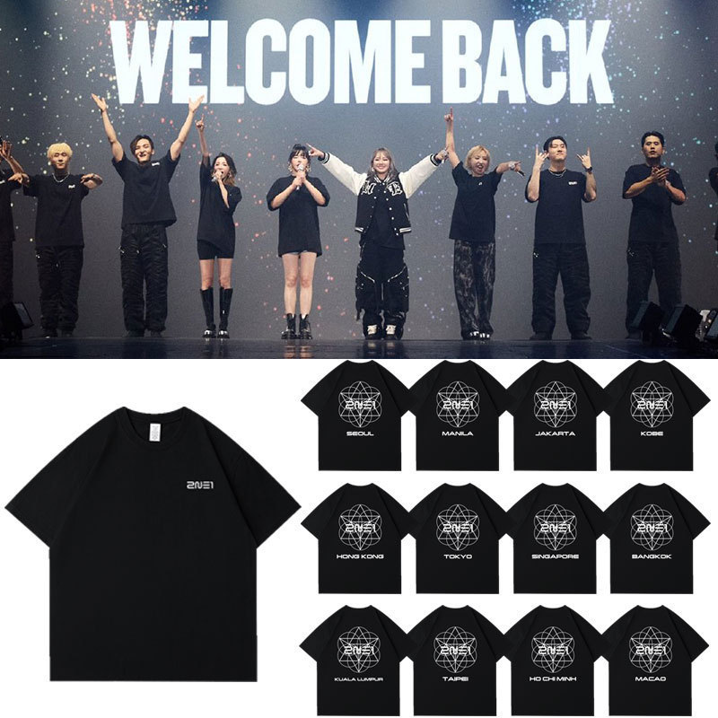 2NE1 Asian Tour Concert Hong Kong Tokyo Singapore Bangkok Taipei Macau Surrounding Same Style Short Sleeve for Men and Women