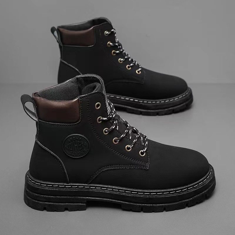Nuevas botas Martin para hombres botas de trabajo de alto nivel de otoño botas cortas británicas estilo coreano botas de suela gruesa generales zapatos de moda