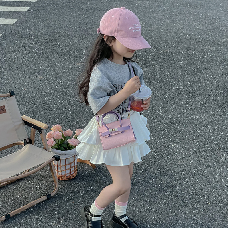 女孩包包欧美流行百搭撞色迷你凯莉包小众女童洋气儿童手拎斜挎包