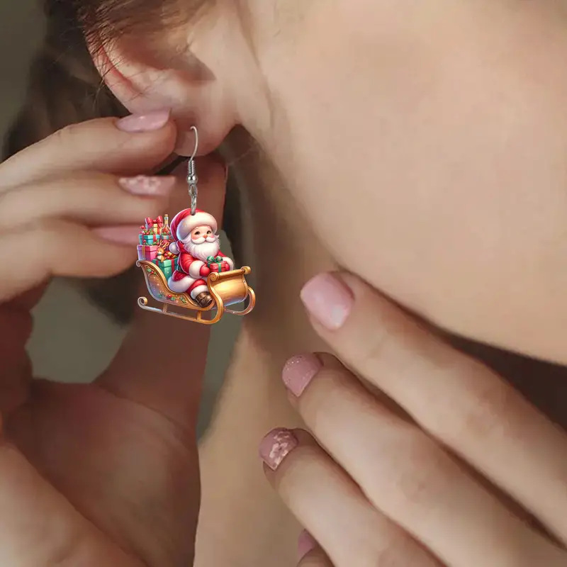 Drop Earrings, Earrings Classification 1 Pair Cute Retro Cartoon Santa Claus Arylic Unisex Drop Earrings Earrings