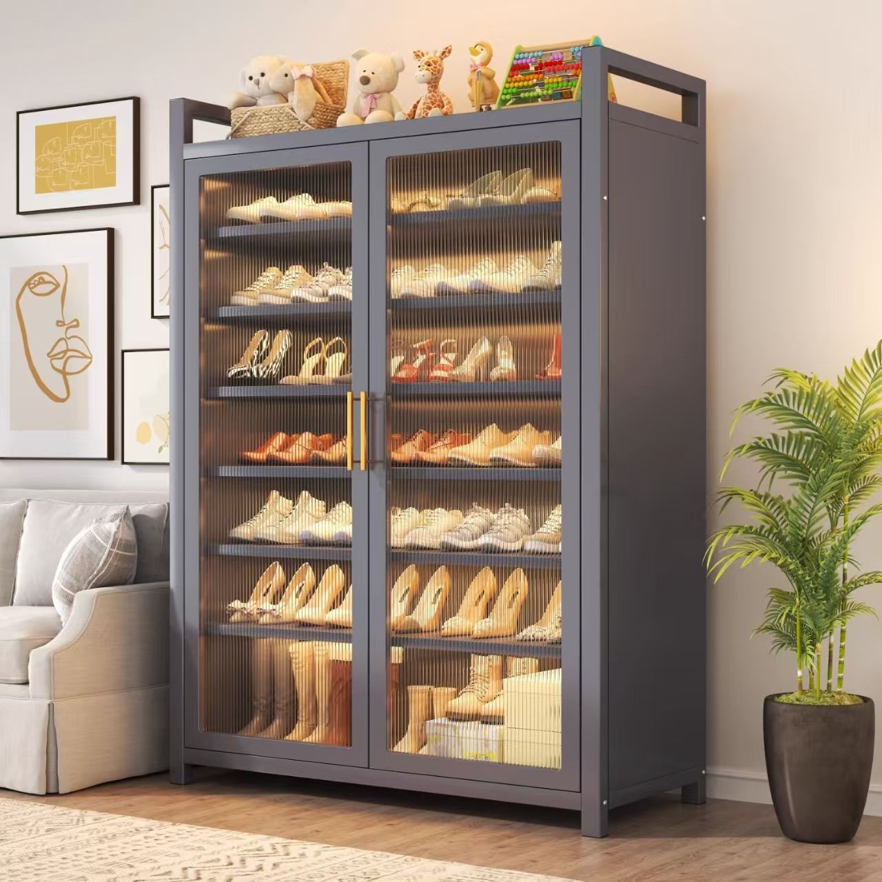Shoe Cabinet Starting from One Piece, Large Capacity, Multi-Layer, Extra Large Indoor Entrance Door Shoe Cabinet, Household Steel Dust-Proof and Moisture-Proof Shoe Rack