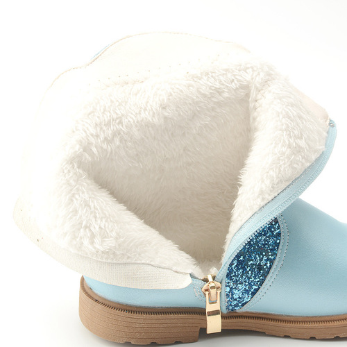 Autumn and winter children's boots autumn and winter new Elsa princess boots baby plus velvet two-cotton children's shoes bow girls' short boots