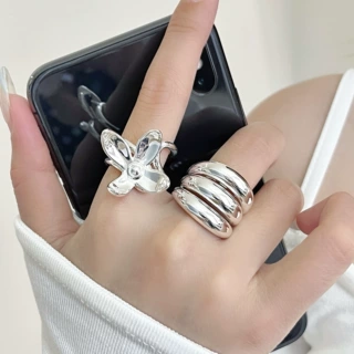 小众设计不规则几何多层戒指女新款时尚百搭开口可调节指环手饰女