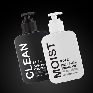 Koec Men's Facial Skin Care Set Cleansing Facial Cleanser Moisturizing Cream Two-Piece Set 150g Cross-Border Hot Wholesale