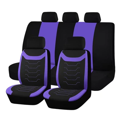 Patterned Machine-Stitched Universal Car | Universal seat cover - purple-9-piece-set-complete-set-of-five-seats