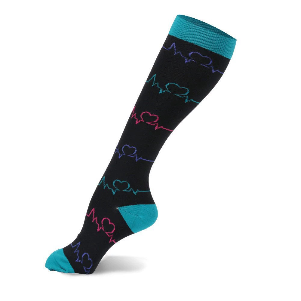 Compression Running Socks, Unisex Jacquard Knee-High Socks, Multiple Patterns, S/M & L/XL