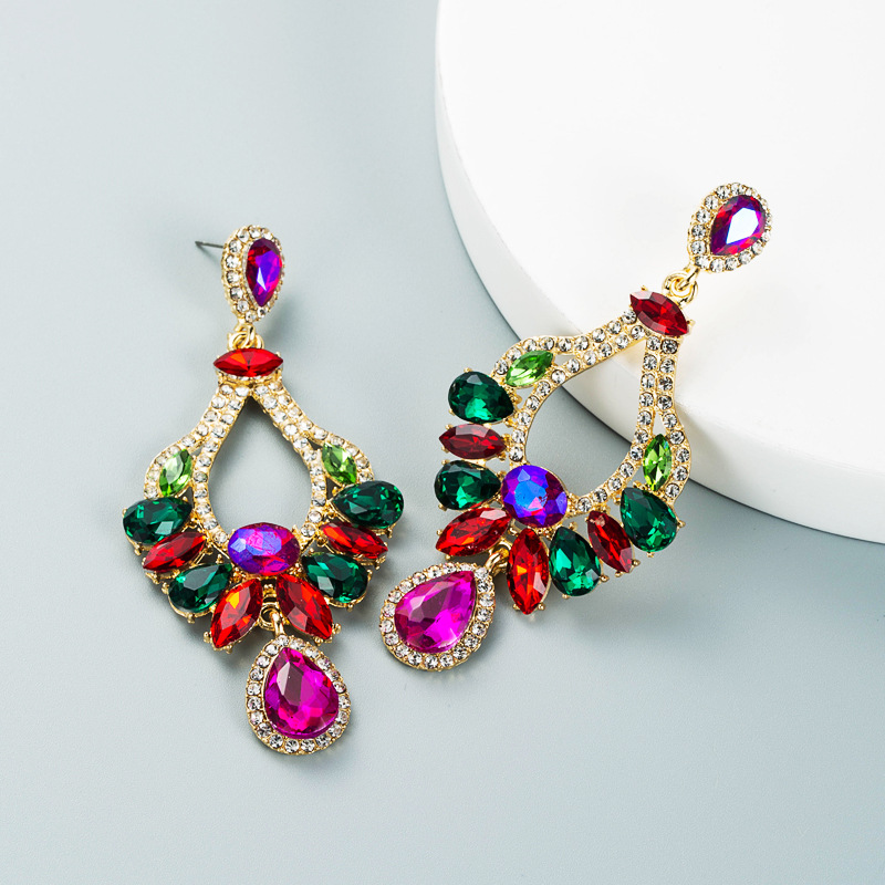 Fashion Style Fashion Geometric Diamond Alloy Artificial Gemstones Earrings