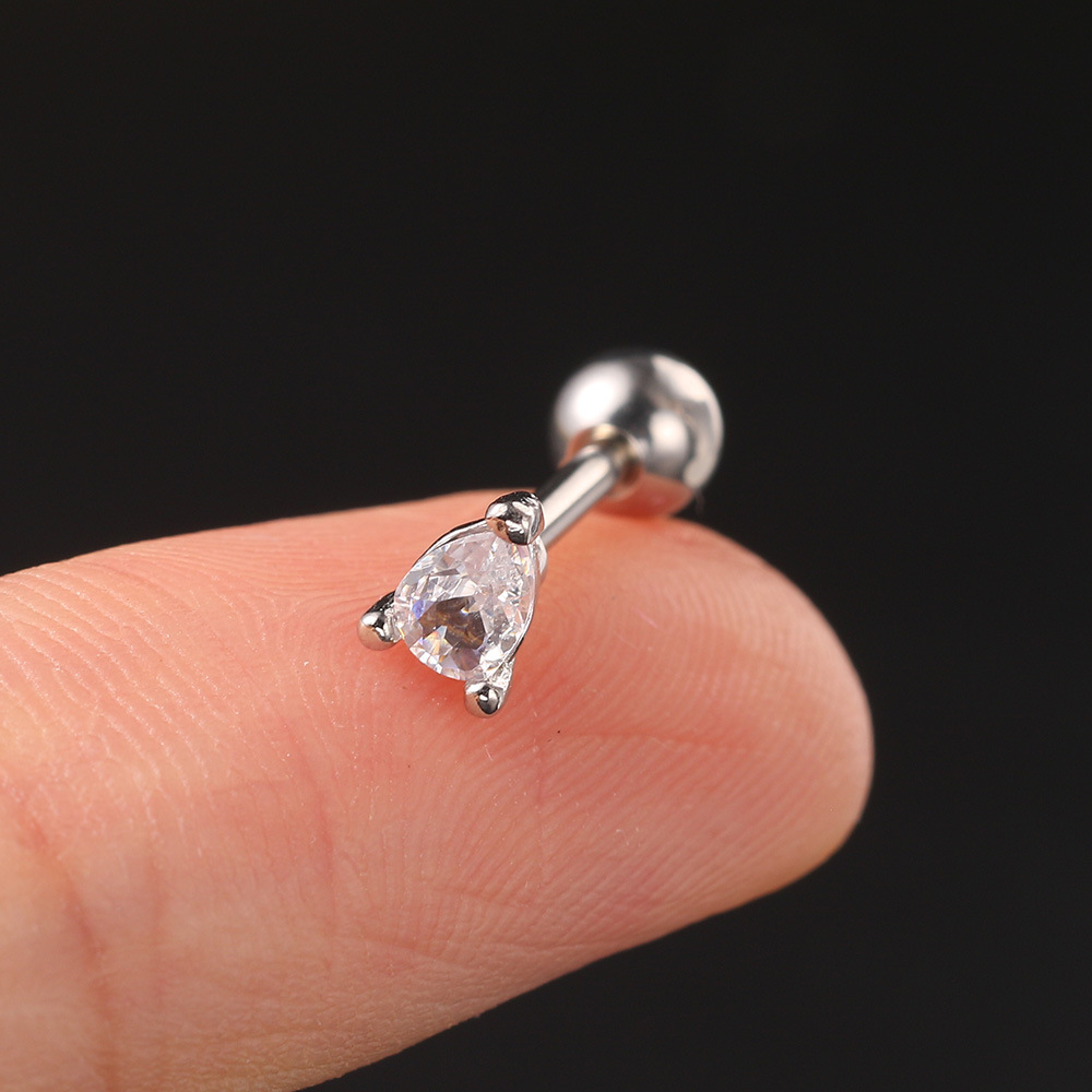 Fashion Pentagram Heart Shape Flower Copper Plating Inlay Zircon Ear Studs 1 Piece