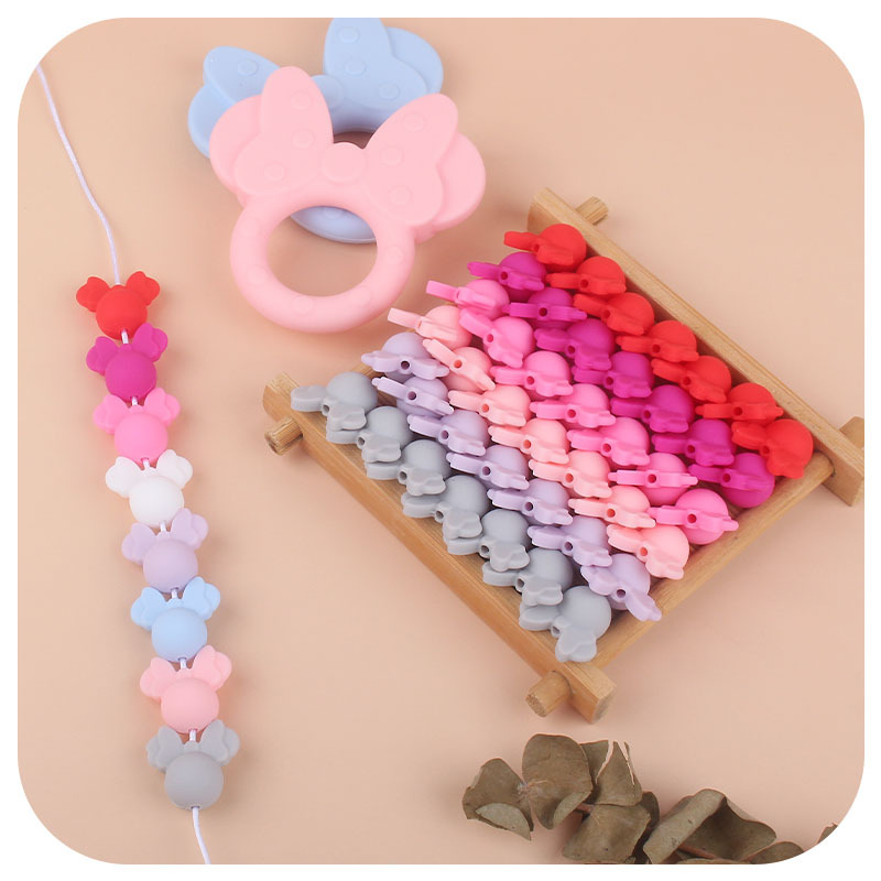 Amazon Comercio exterior nuevo bebé suministros de silicona Minnie teether perlas DIY collar pulsera accesorios la joyería