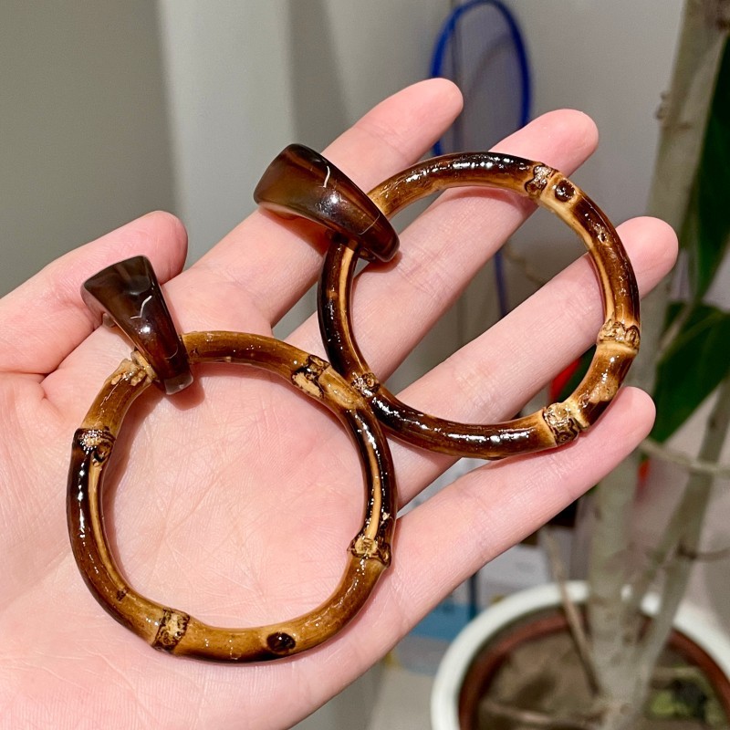 海边夸张复古摩登木质竹子圆形耳环气质镂空圈圈耳坠度假风耳环女|undefined
