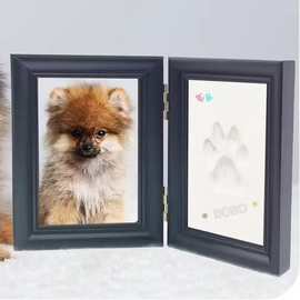 跨境木质宠物印尼DIY狗狗爪印猫咪爪印防尘可折叠相框纪念摆件
