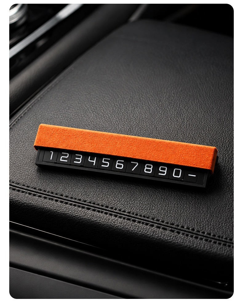 Creative Temporary Parking Number Plate for Cars, with Hidden Phone Number for Moving Vehicles, High-End Suede Alcantara