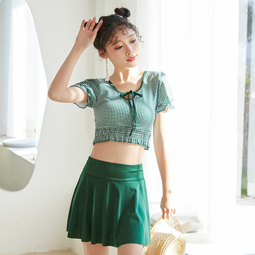 Women's swimsuit ins style slimming split two-piece boxer skirt style hot spring small fresh and cute Japanese student swimsuit