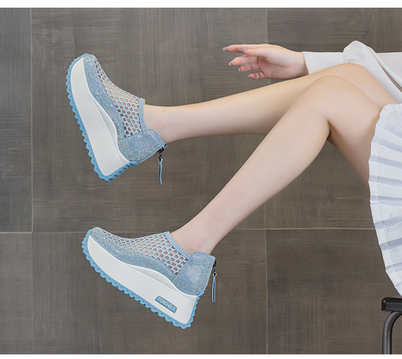 Giày sneaker nữ chunky đế dày mũi tròn lưới thoáng khí phong cách thể thao — M2839 màu xanh, M 2839m màu, M2839 màu đen, M2839 màu tím chi tiết 18