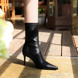 315-A12 euramerican fashion contracted wind high heel with shallow mouth pointed sexy female club show thin short boot