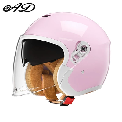 All-Season Motorcycle Retro Safety Helmet, Motosiklet kaskı (dəbilqə) - 3c-certification-light-pink-hd-mirror-one-size-fits-all-54-60-head-circumference