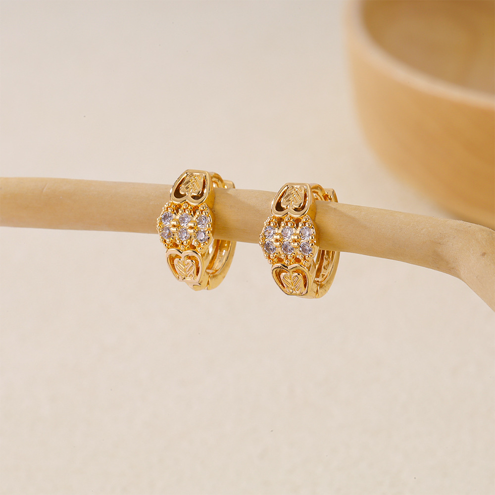 6g Weight Brass Ear Needle Material Zircon Inlay Material Earrings Classification 1 Pair Quantity Holiday, Daily Occasion Brass Material Round, Heart Shape Pattern Women's Gender Inlay Design IG Style Style 1 Pair IG Style Round Heart Shape Inlay Brass Zircon Earrings 47
