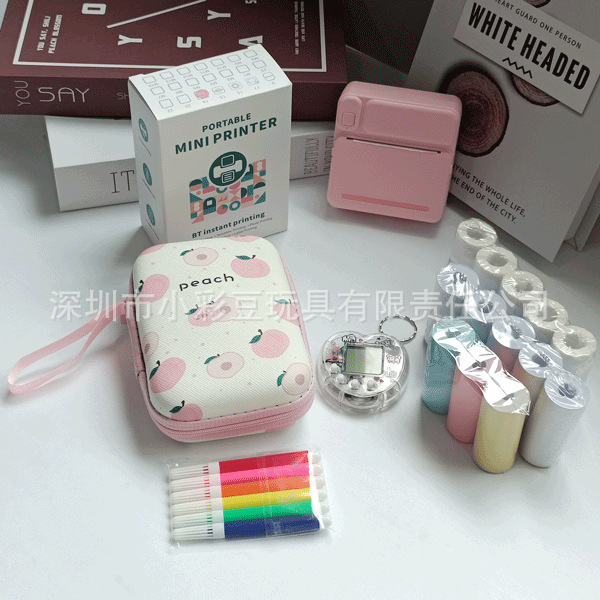 C19 순수 파우더 5 감열지 + 5 접착지 + 색종이 3개 + 색펜 + 가방 + 전자 애완동물