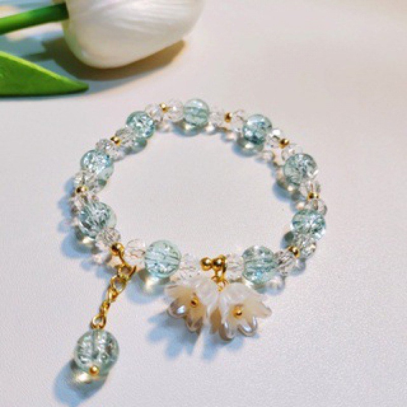 S017-Pulsera flor de lirio de los valles verde oscuro#talla 186