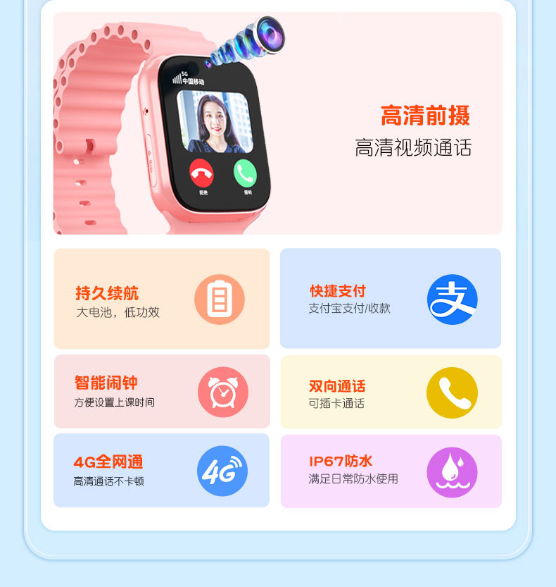 Cross-border foreign trade all-network student and children smart smartwatches with card insertion, adult men's and women's sports Bluetooth watches Specification drawing