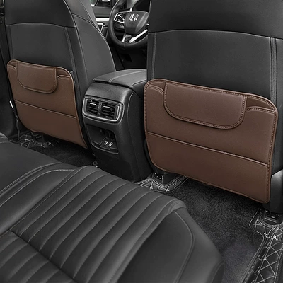 Chair back anti-kick pad, Car seat anti-kick cushion - brown-pair