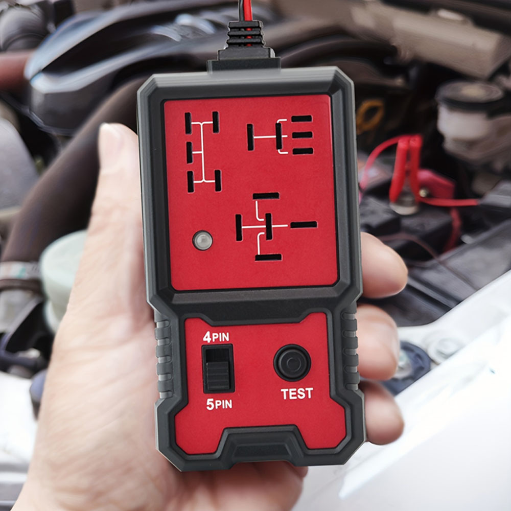 12V Automatic Relay Tester - Suitable for 4-Pin and 5-Pin Relays - Lightweight with Battery Clamp