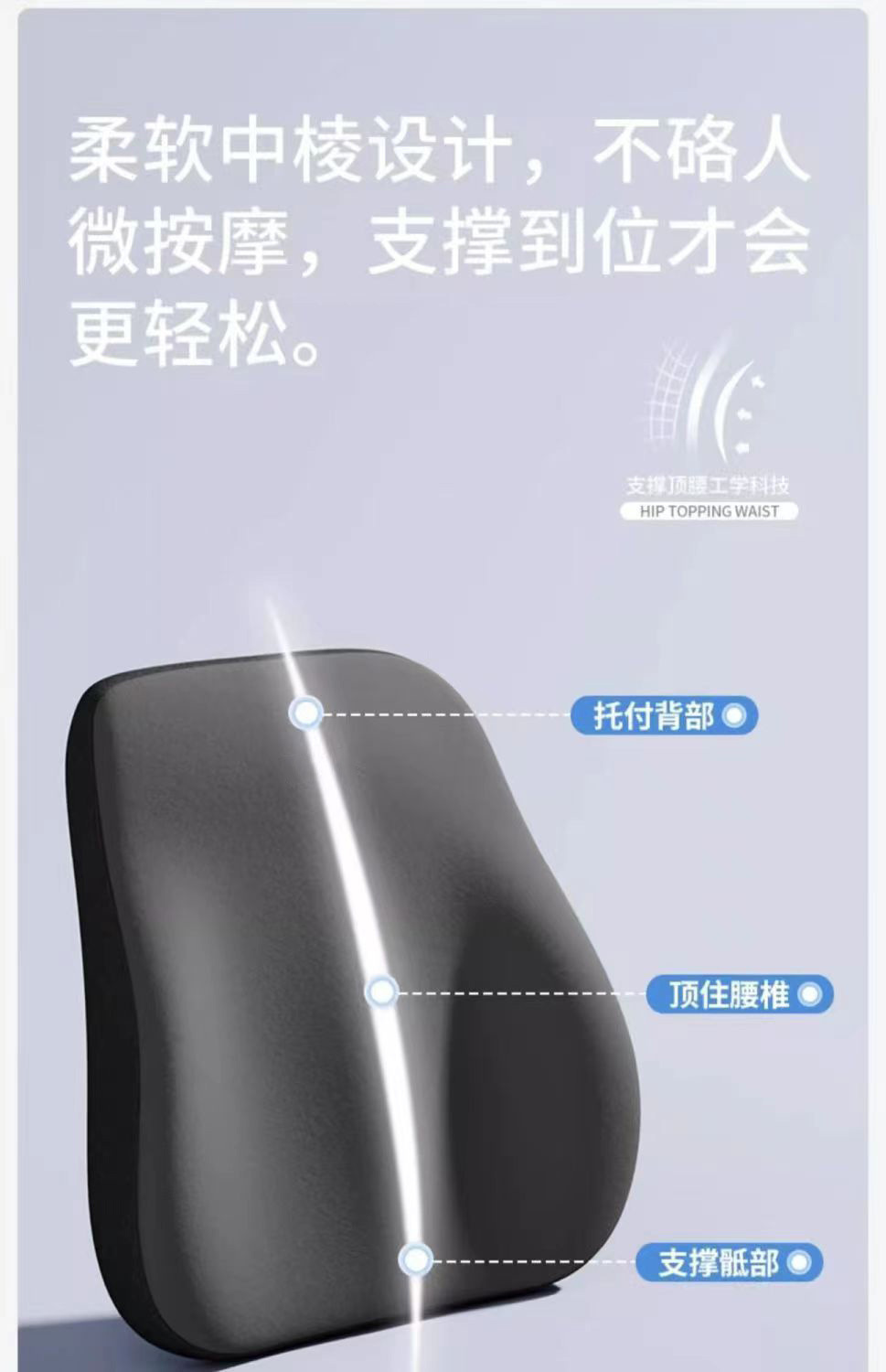 Wholesale Lumbar Support with Logo Printing, Car Driver's Backrest, Office Chair Lumbar Support for Long Sitting, Memory Foam Chair Lumbar Support