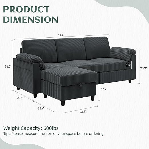 Sofá de partición convertible sofá en forma de L con almohada desmontable tela de lino pequeño sofá para la sala de estar
