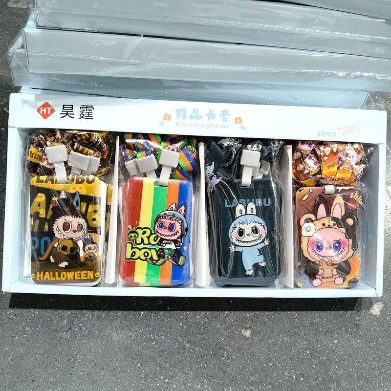 新款拉布布推拉卡套学生卡通保护套可爱校园卡饭卡证件挂绳卡套批|undefined