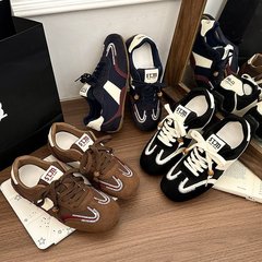 拼色内增高德训鞋女2025新款轻便百搭系带休闲鞋舒适运动阿甘鞋
