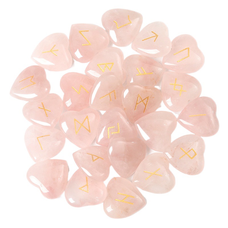 Amazon europeo y americano Venta caliente 25 cristal natural amor Luen carta ruoni Rune cristal piedra