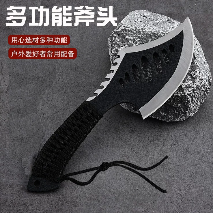 Cross-border special outdoor multi-functional axe, black warrior tomahawk, camping knife and axe equipment, multi-use axe survival tool