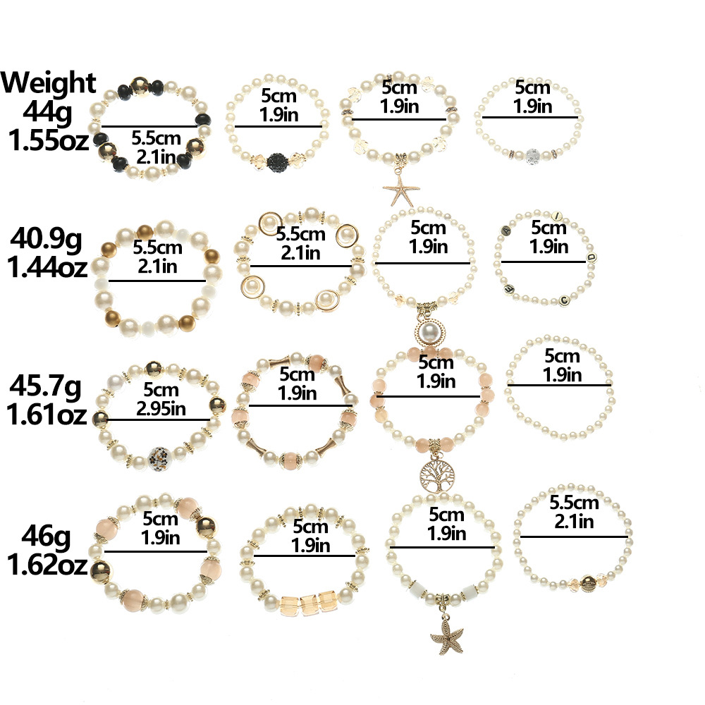 4 Pieces Fashion Tree Starfish Artificial Pearl Beaded Womenu0027S Bracelets