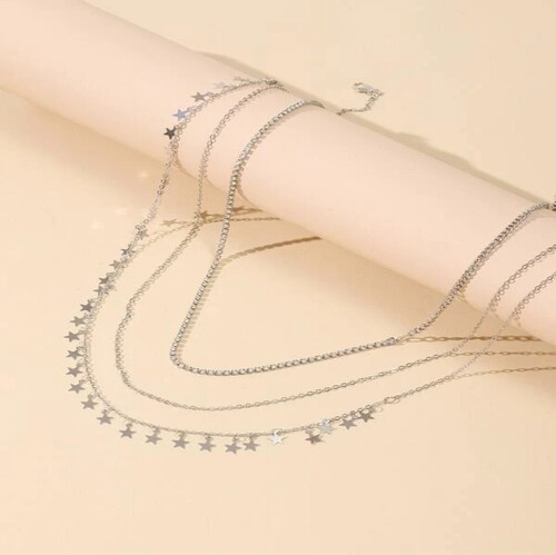 Cross-border jewelry summer trend simple multi-layer crystal star charm belt chain factory wholesale