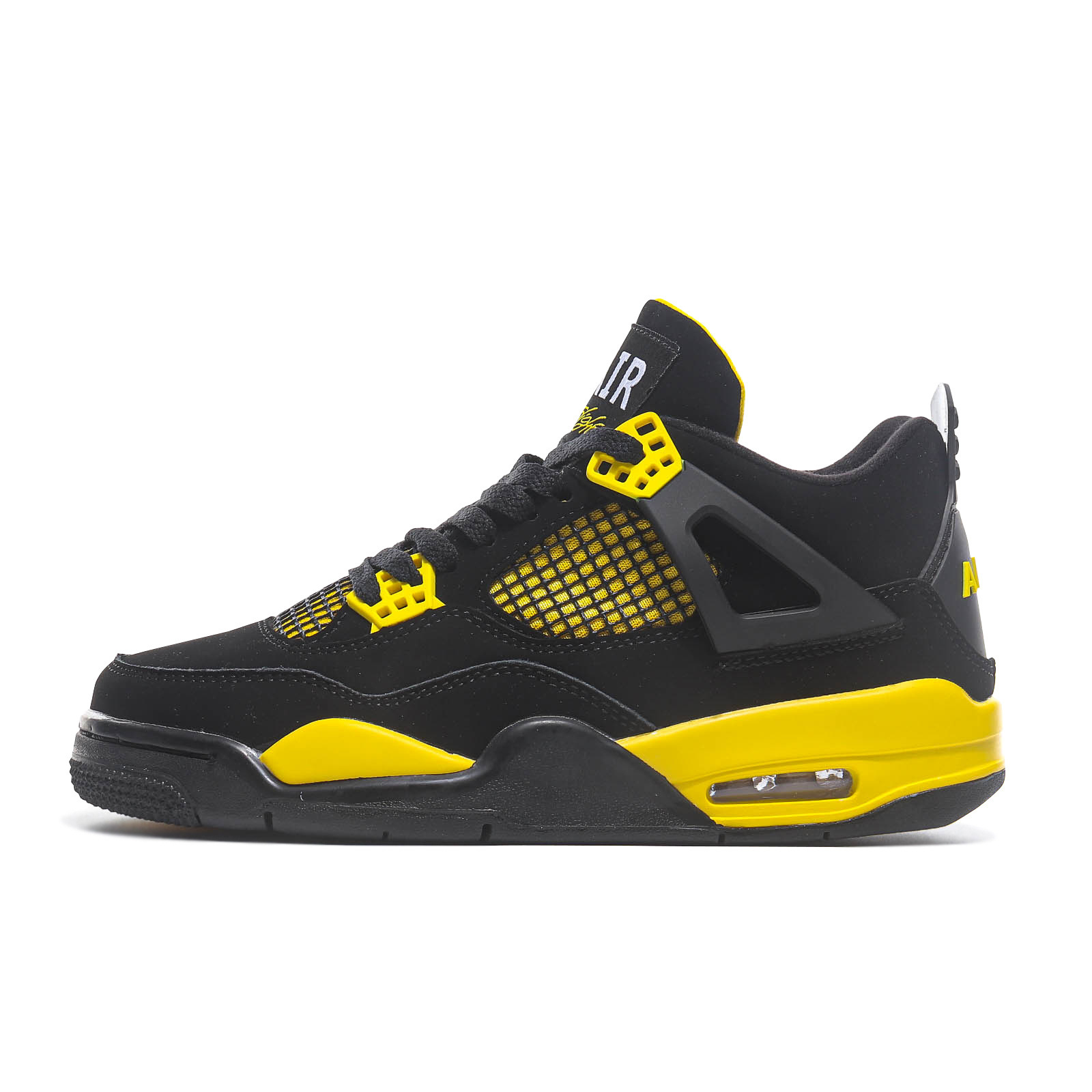 Men's Shoes Putian Shoes Aj4 Black and Yellow Thunder Basketball Shoes Retro High-Top Sports Shoes Same Style for Men and Women