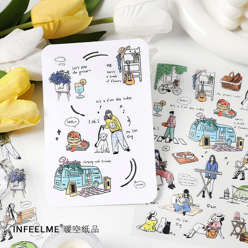 Infeel.me PET stickers Four Seasons Scenery and Song Series 4 types of handbook collage character material stickers