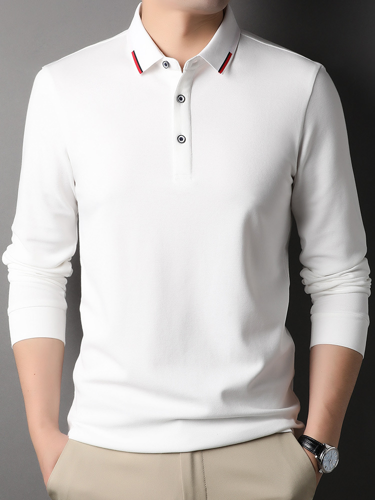 2025 primavera manga larga solapa polo de alta calidad color sólido camisa POLO para hombre camisa suelta casual de todo fósforo para hombre