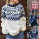 Cross-border European and American Autumn and Winter Explosions Women's Thick Jacquard Sweater