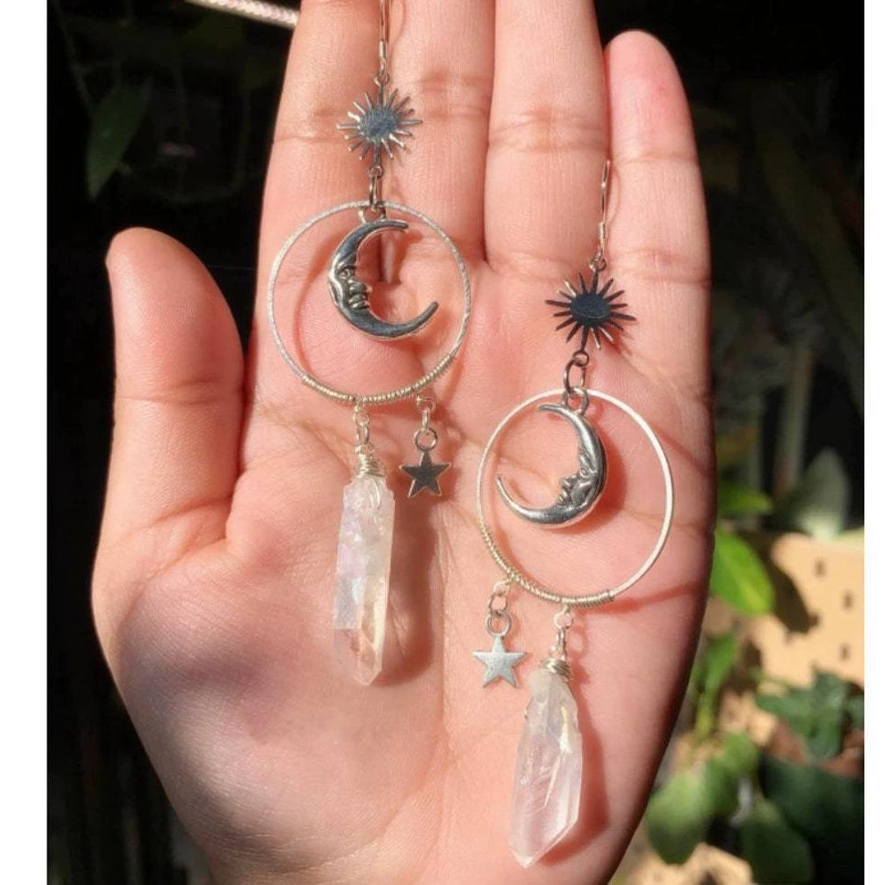 (Cross-border trading), earrings, white crystal pendant, Amazon, Gothic