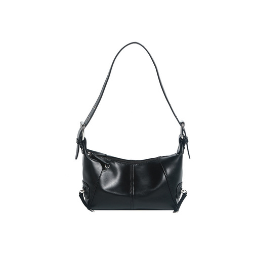 Retro-style women's baguette bag, motorcycle bag, internet celebrity fashionable personalized unisex design shoulder bag, niche design hand-held crossbody bag