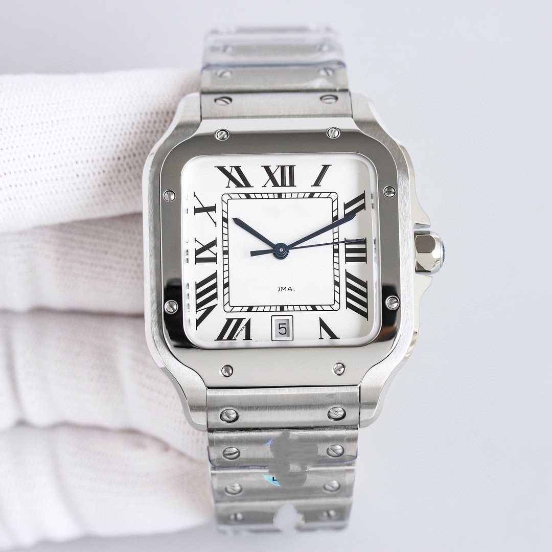 Foreign Trade Dropshipping Santos Men's Watch Skeleton Automatic Mechanical Santos Couple Tank Women's Watch Mechanical Cheetah