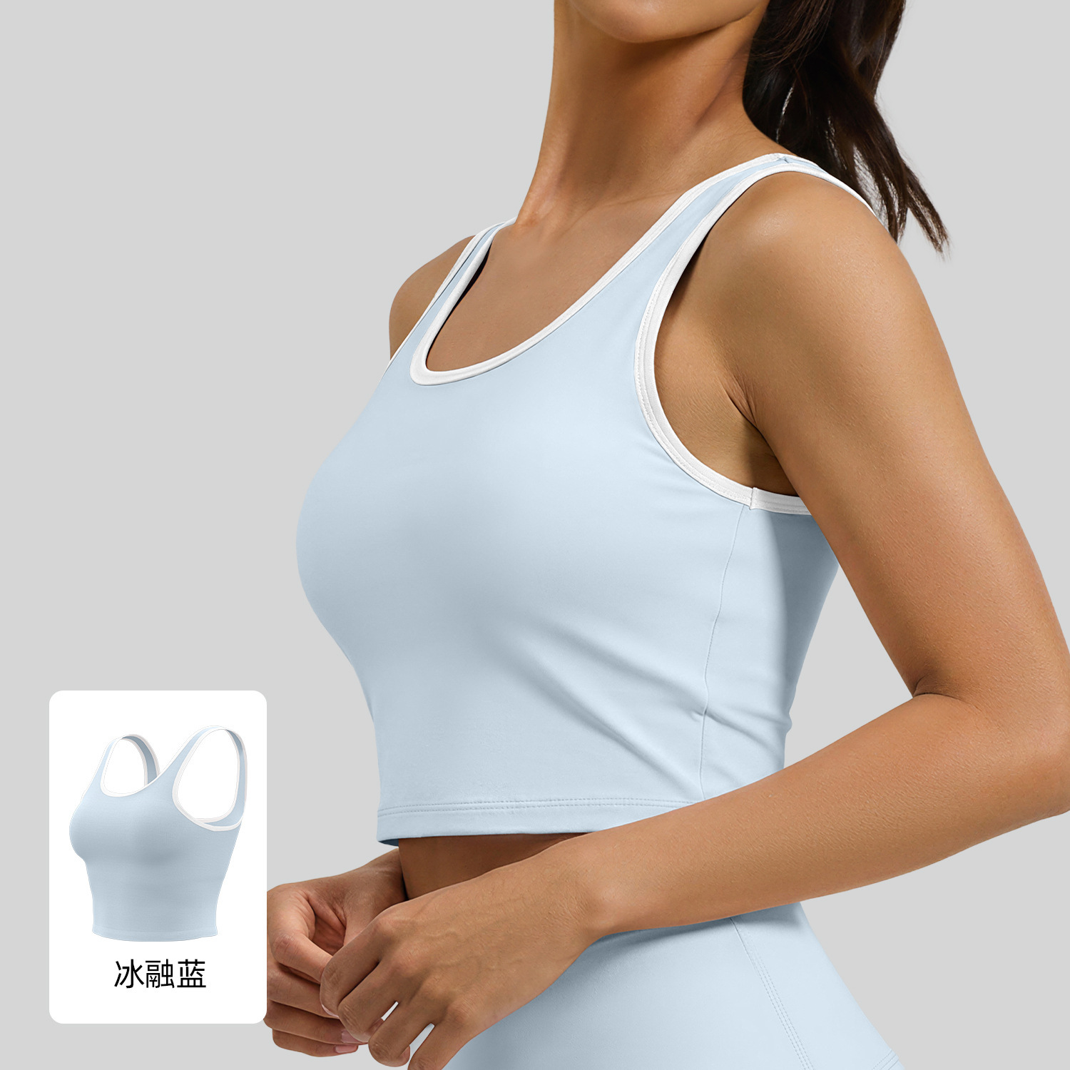 Juyi Tang nuevo chaleco de yoga de color fijo cojín de pecho antichoque correr ropa interior deportiva mujer
