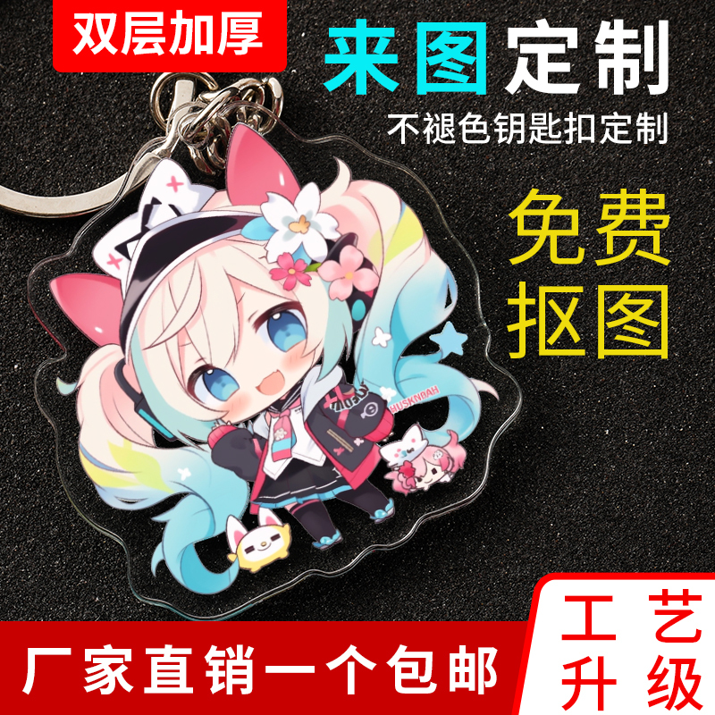 Acrylic Keychain Custom Cartoon Couple Photo DIY Double-Sided Anime Personalized Picture Text Pendant Customization