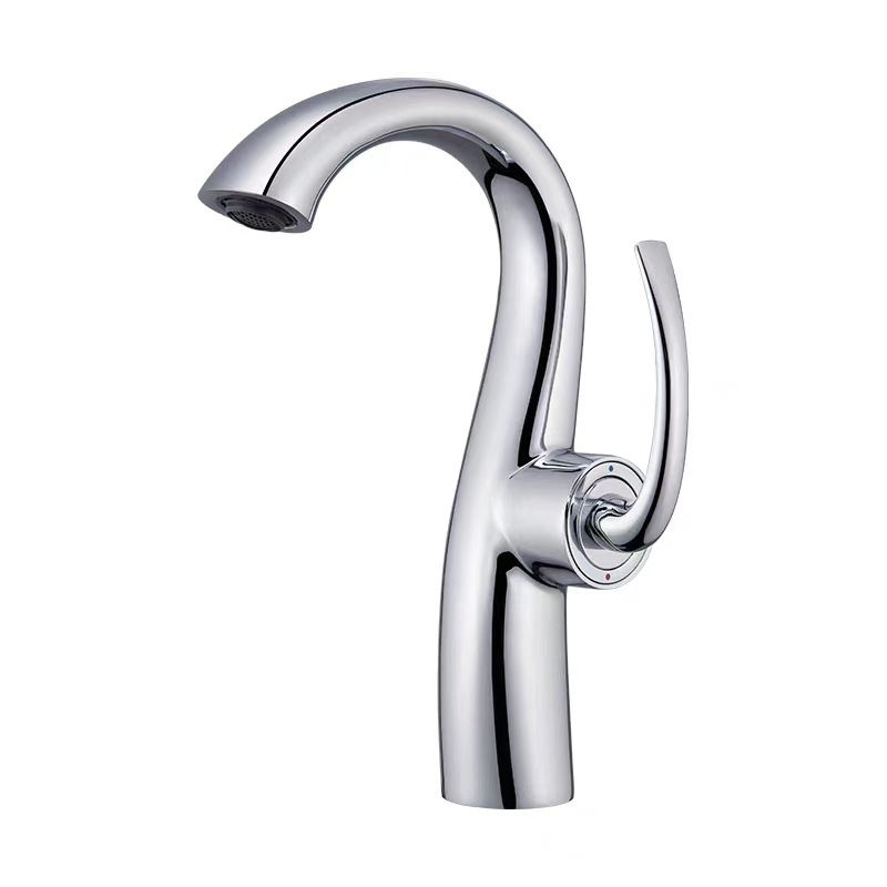 Grifo de cobre para lavabo de baño, color gris bronce, con doble manija para agua fría y caliente, ecológico.