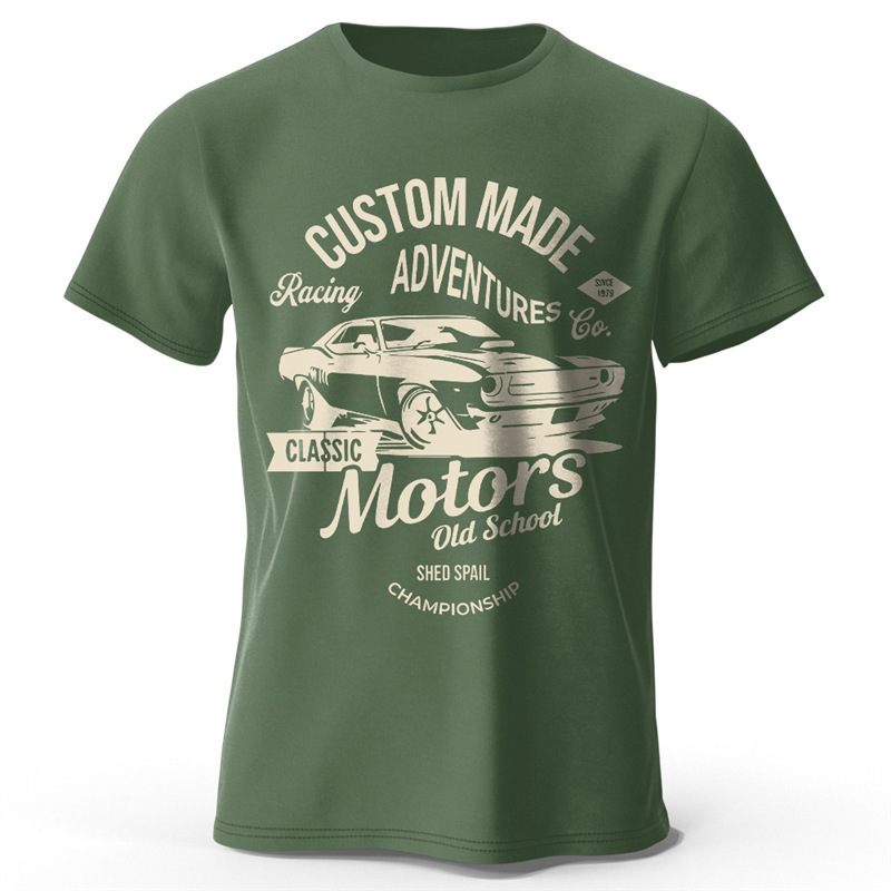 Old European Size Men's Printed T-Shirt with School Retro 10 Graphic Cotton T-Shirt Cross-Border European Size Automotive Cotton European and American Style Old European Size Men's Printed T-Shirt with School Retro 10 Graphic Cotton T-Shirt Cross-Border European Size Automotive Cotton European and American Style