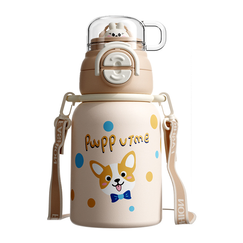 alta visualización de dibujos animados impresión 3D taza de aislamiento para niños estudiantes portátil doble bebida rebote paja taza de agua taza de regalo